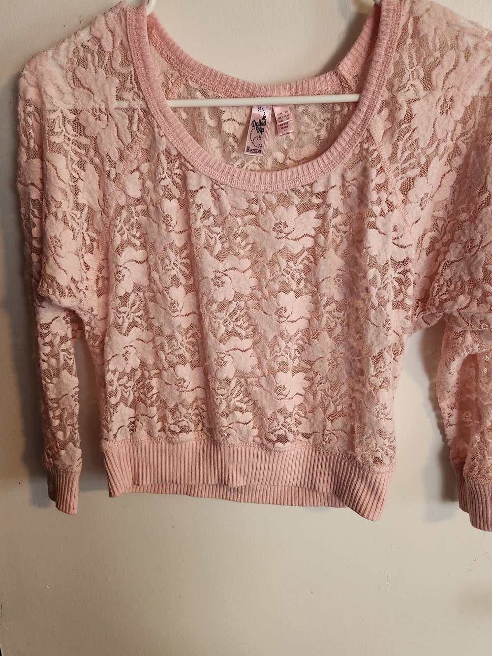 Rue21 Women's Pink Lace Long Sleeve Top